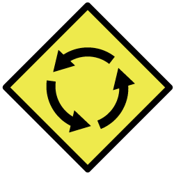 Roundabout warning sign Roundabout warning sign