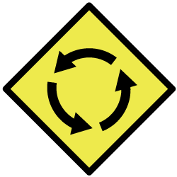 Roundabout warning sign